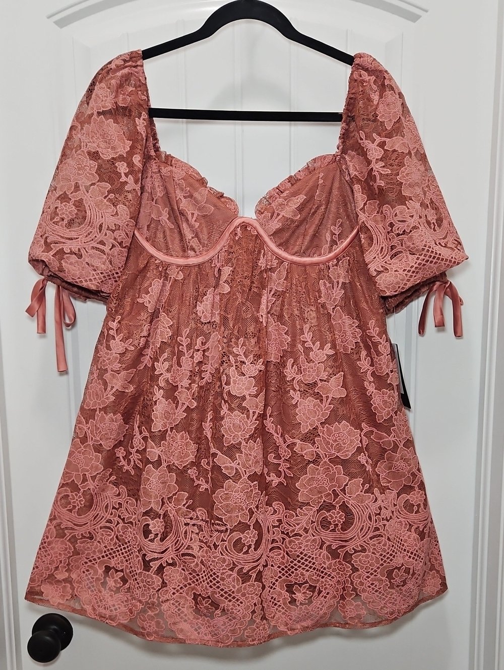 Seni & Cade Juniors Short Sleeve Lace Dress New Medium Dusty Rose
